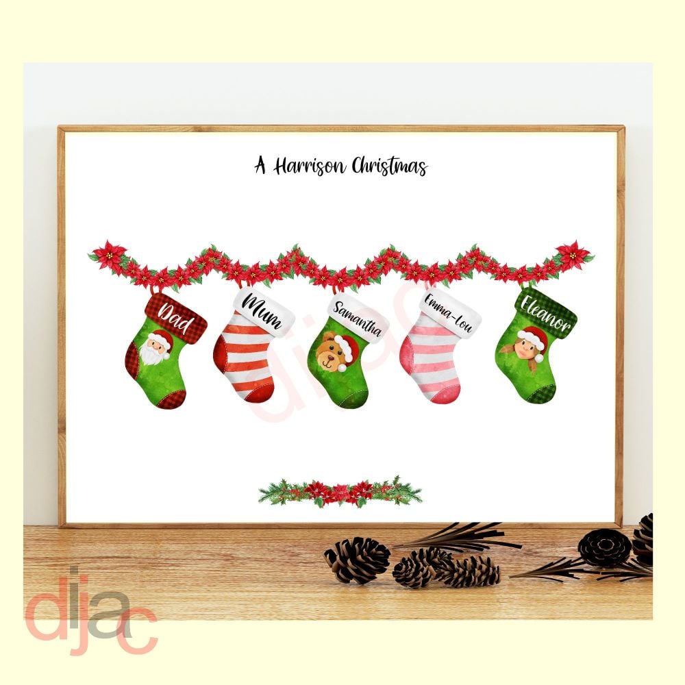 <!-- 001 -->5 CHARACTER CHRISTMAS STOCKING (D1) FAMILY PRINT