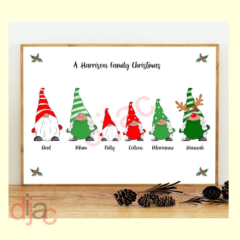 <!-- 004 -->6 CHARACTER CHRISTMAS GNOMES (D1) FAMILY PRINT