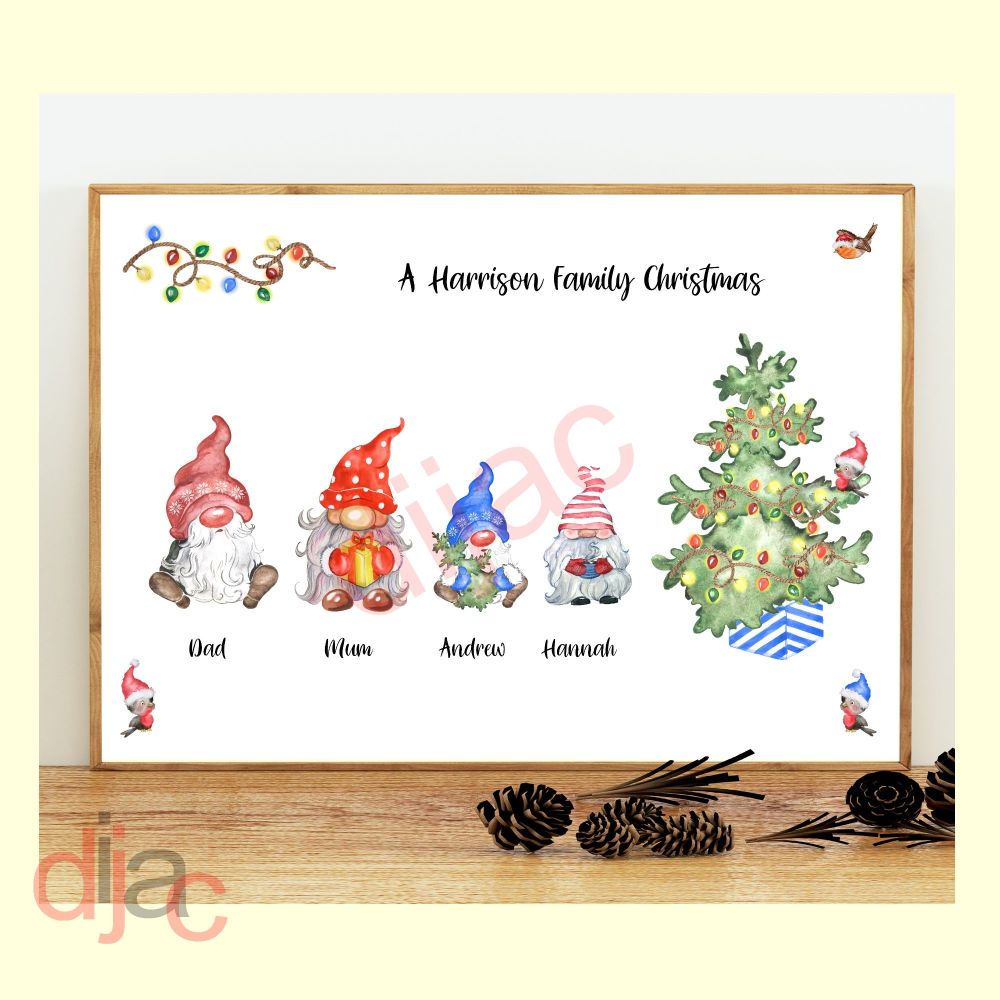 <!-- 002 -->4 CHARACTER CHRISTMAS GNOMES (D2) FAMILY PRINT