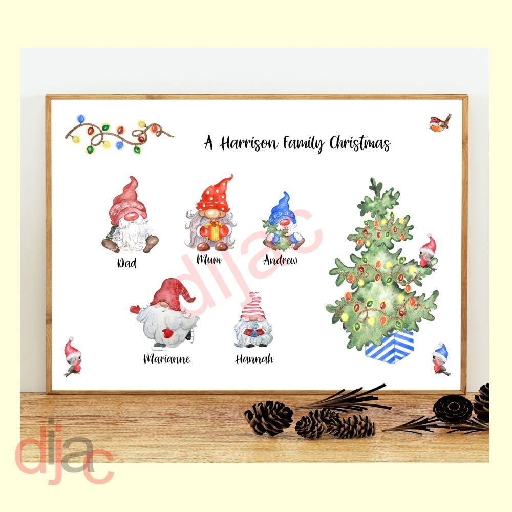 <!-- 003 -->5 CHARACTER CHRISTMAS GNOMES (D2) FAMILY PRINT