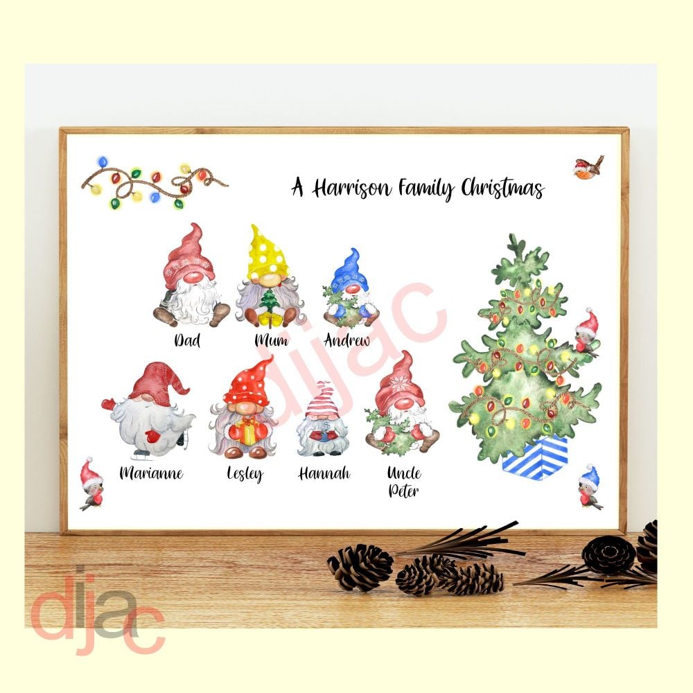 <!-- 005 -->7 CHARACTER CHRISTMAS GNOMES (D2) FAMILY PRINT