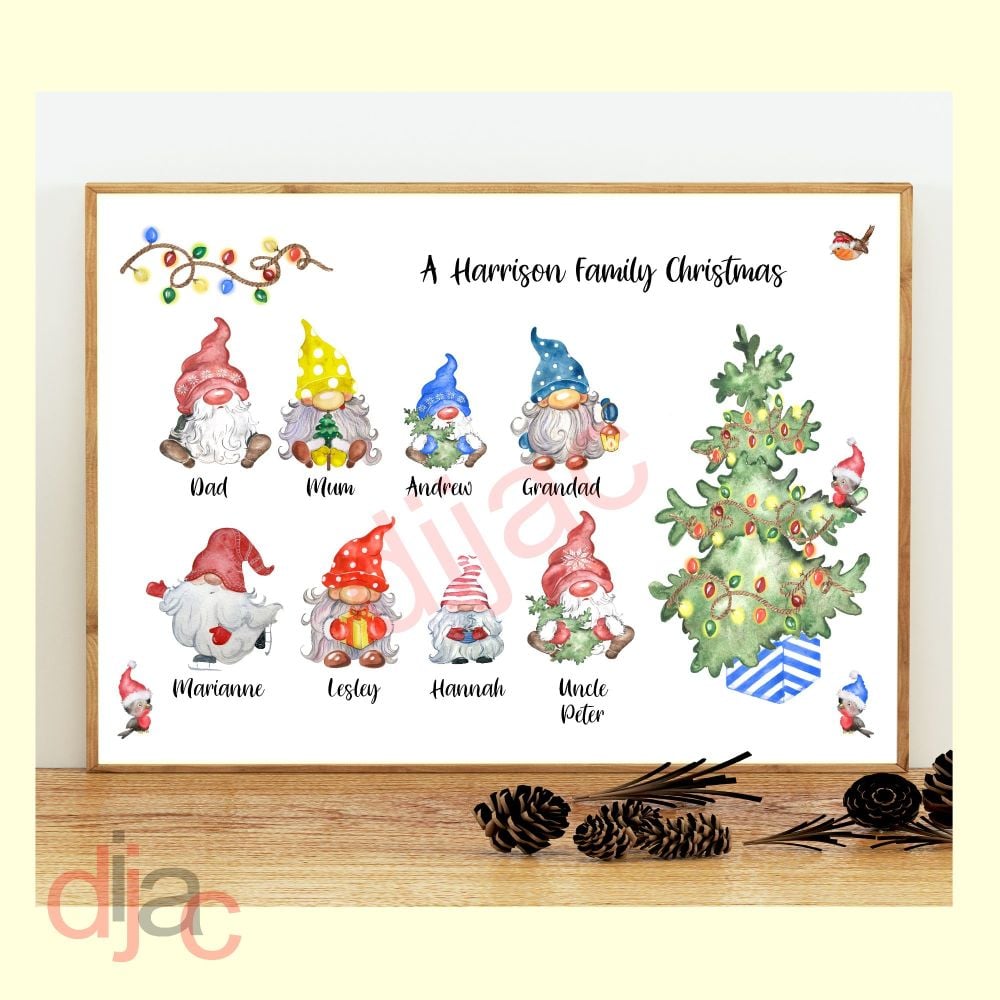 <!-- 006 -->8 CHARACTER CHRISTMAS GNOMES (D2) FAMILY PRINT