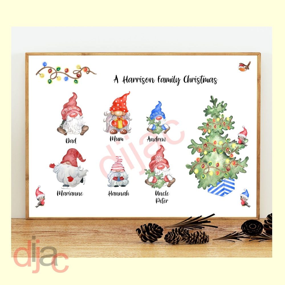 <!-- 004 -->6 CHARACTER CHRISTMAS GNOMES (D2) FAMILY PRINT