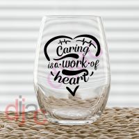 CARING IS A WORK OF HEART <br>7.5 x 7.5 cm VINYL DECAL