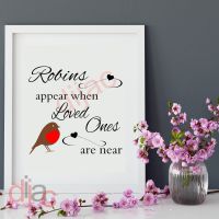 ROBINS APPEAR WHEN LOVED ONES ARE NEAR<br>15 x 15 cm