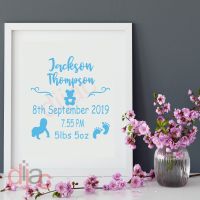 BABY BIRTH DETAILS<br>PERSONALISED<br>15 x 15 cm