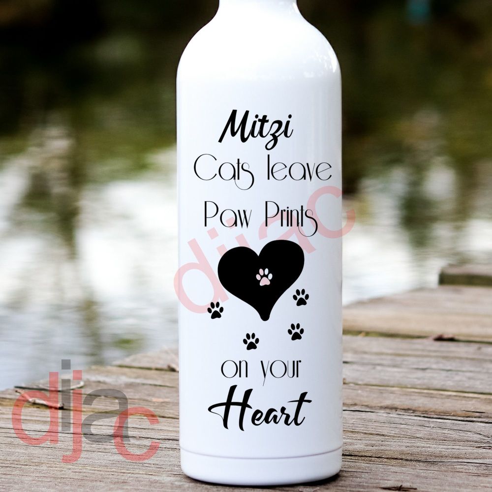 CATS LEAVE PAW PRINTS<br>PERSONALISED<br>8 x 17.5 cm