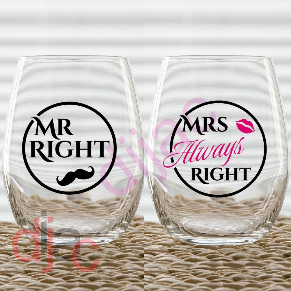 Mr & Mrs Right / Vinyl Decals D2