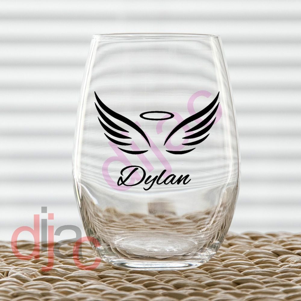 WING WITH NAME DECAL<br>7.5 x 6 cm