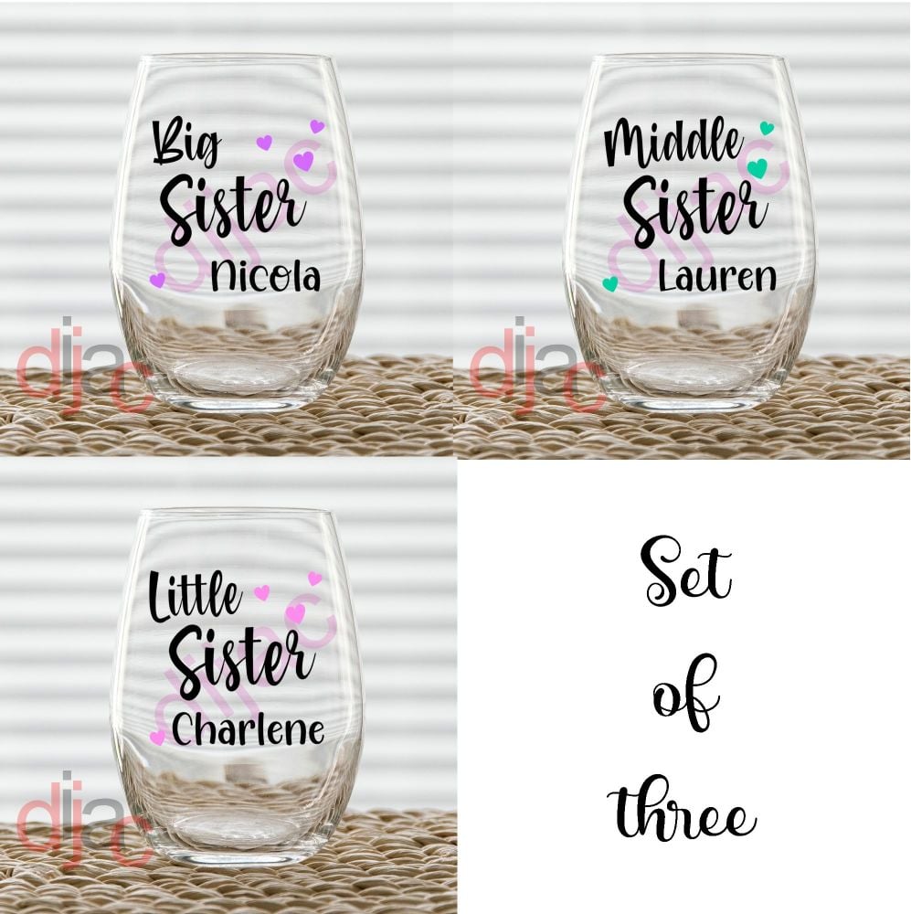 BIG SISTER MIDDLE SISTER LITTLE SISTERSET OF 37.5 x 7.5 cm