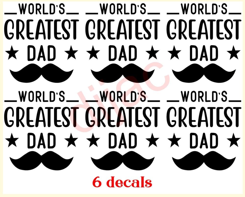 WORLD'S GREATEST DAD x 6<br>7.5 x 7.5 cm