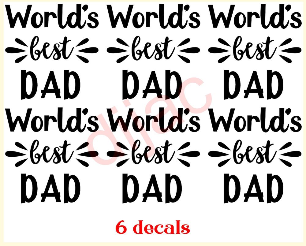 WORLD'S BEST DAD x 6<br>7.5 x 7.5 cm