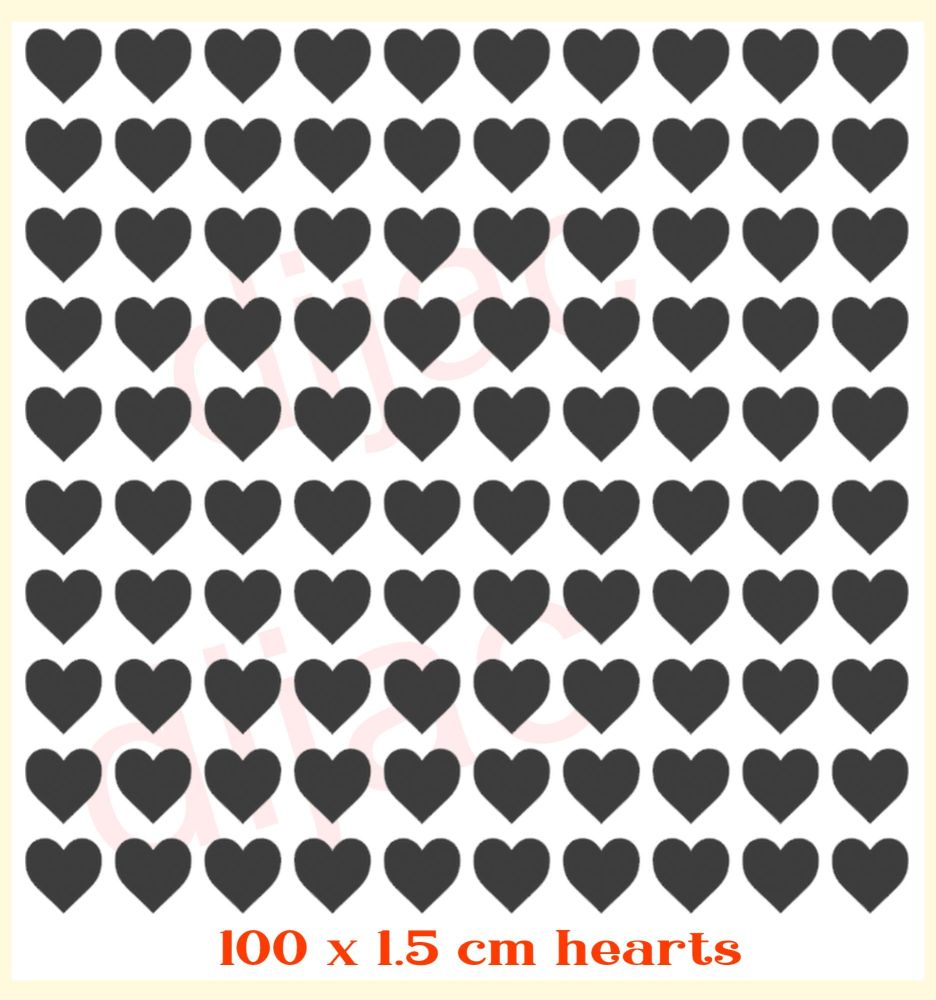 HEARTS x 100<br>EACH 1.5 cm