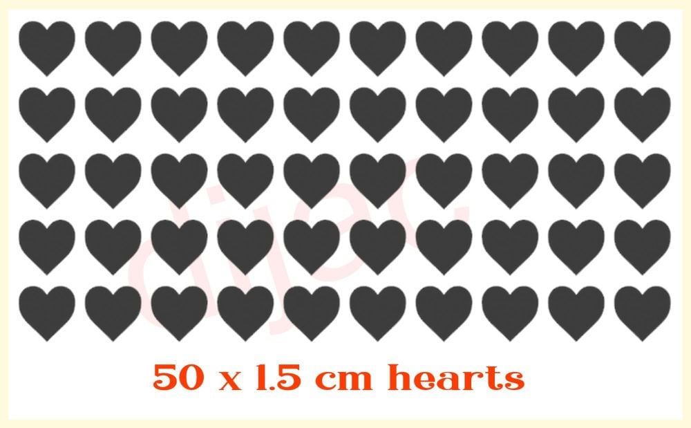 HEARTS x 50<br>EACH 1.5 cm