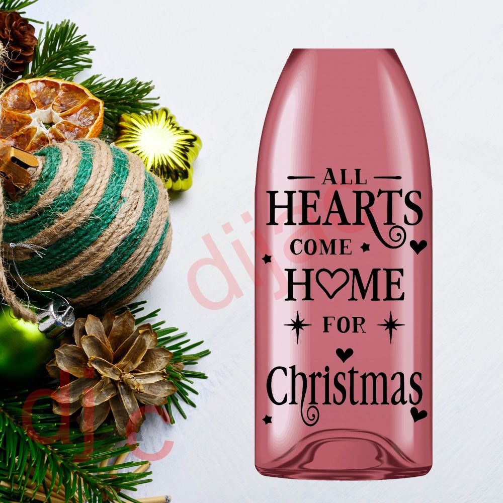 ALL HEARTS COME HOME FOR CHRISTMAS<br>9 x 14 cm decal
