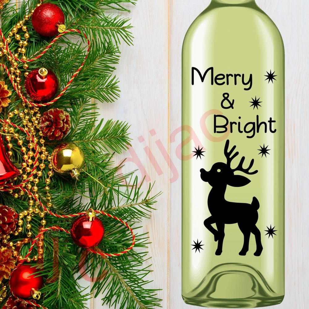 MERRY AND BRIGHT (D2)<br>8 x 17.5 cm decal