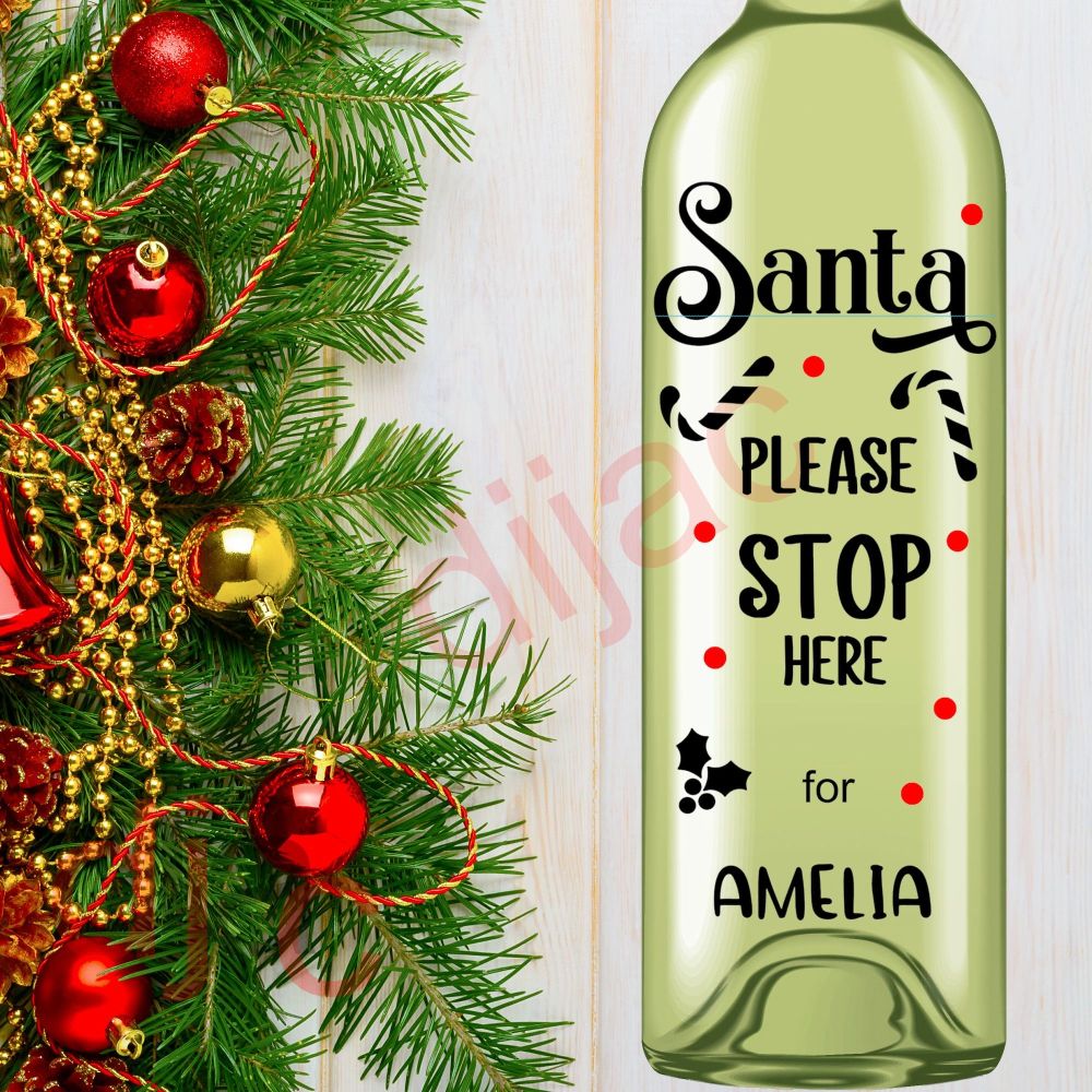 SANTA STOP HERE (D2)<br>Personalised<br>8 x 17.5 cm decal