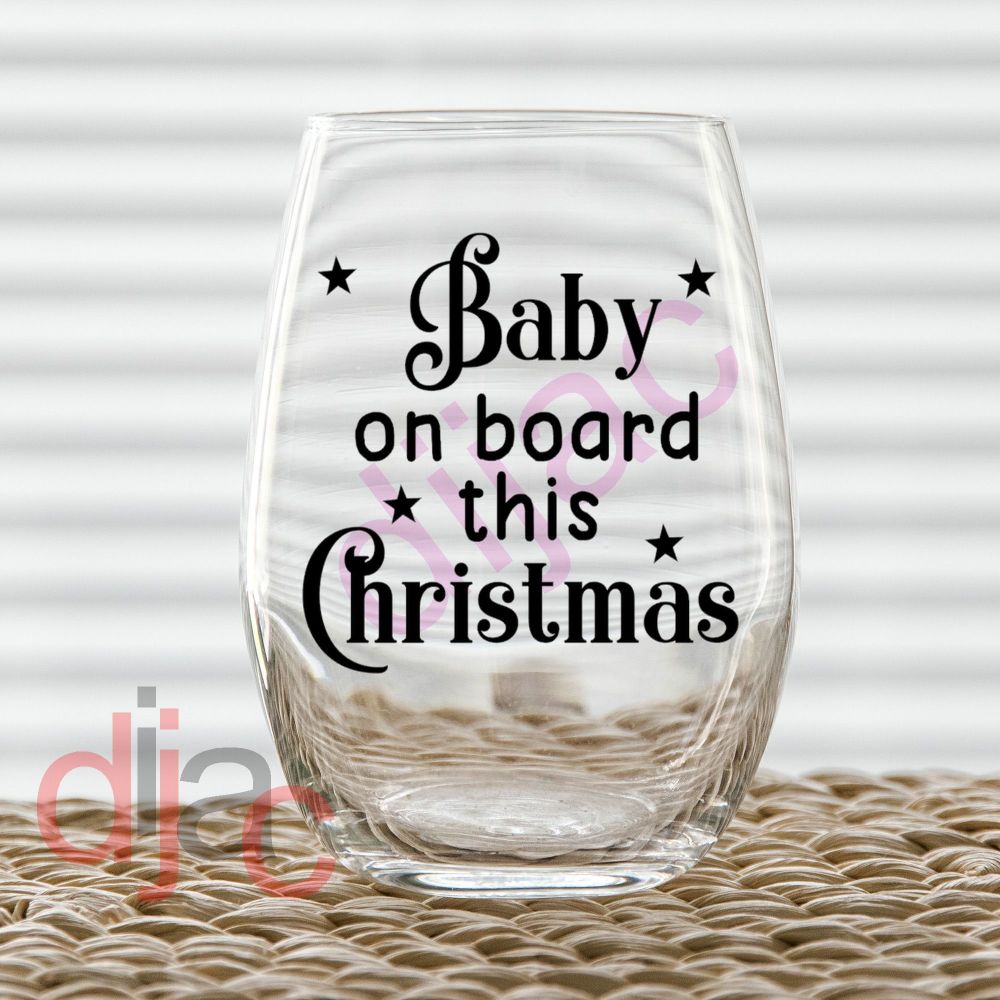 BABY ON BOARD THIS CHRISTMAS<br>7.5 x 7.5 cm decal