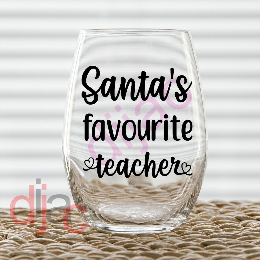 SANTA'S FAVOURITE TEACHER<br>single colour<br>7.5 x 7.5 cm decal