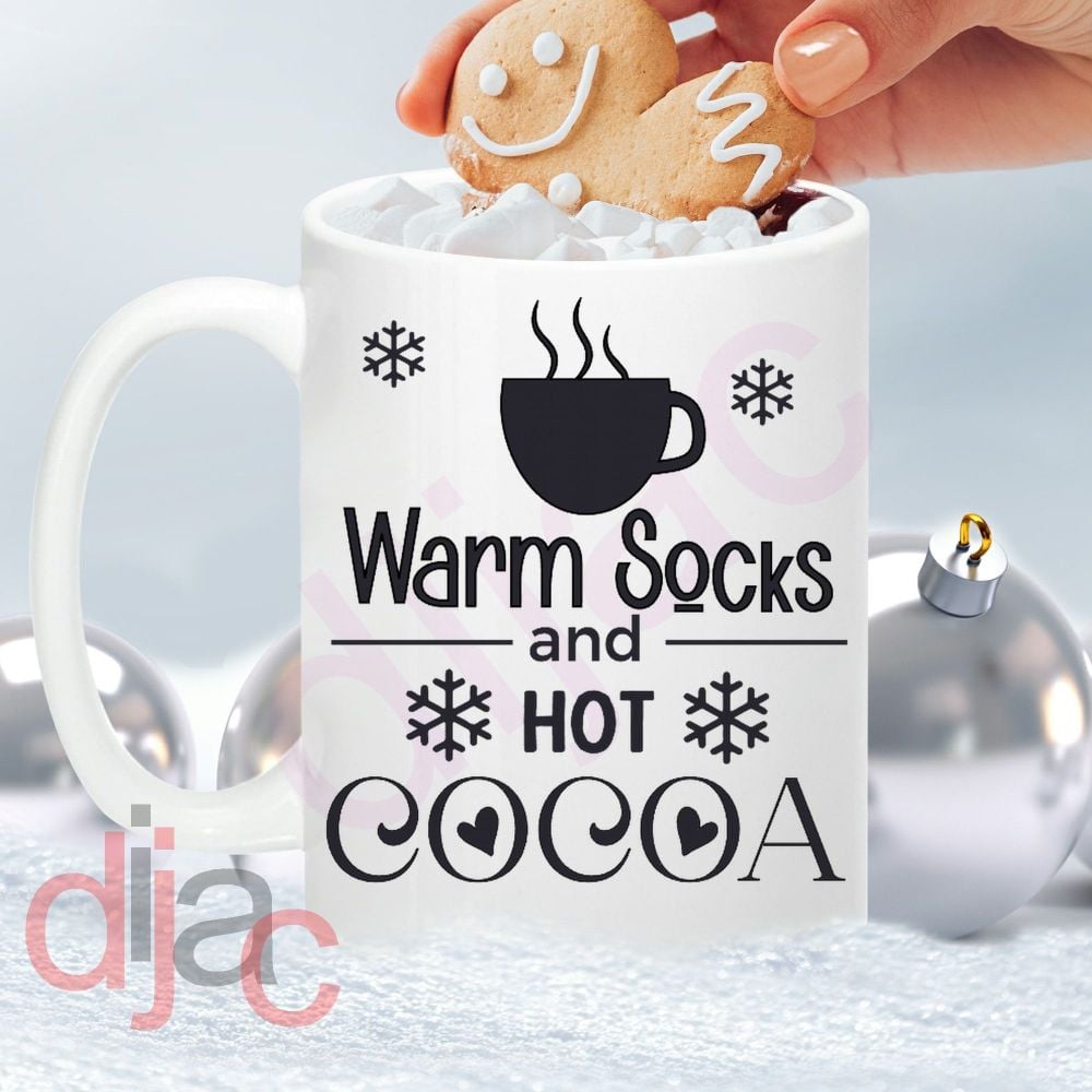 WARM SOCKS HOT COCOA<br>8 x 8.5 cm decal