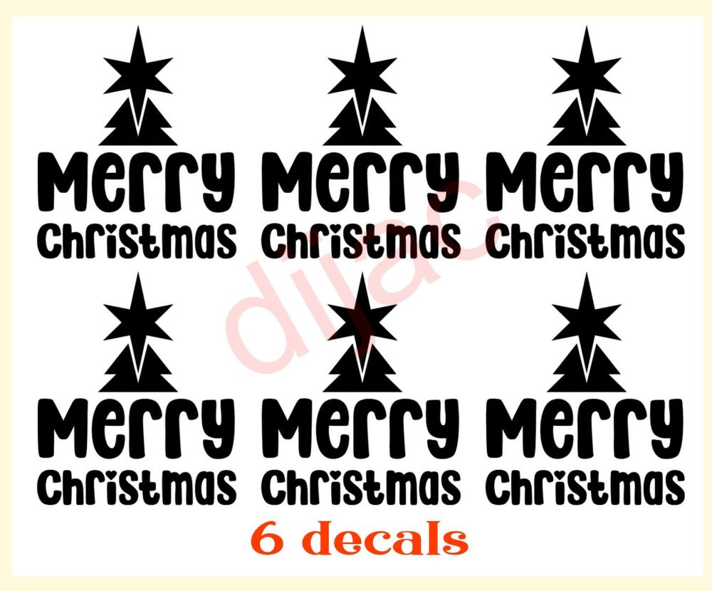MERRY CHRISTMAS (D5) x 6<br>7 x 6 cm