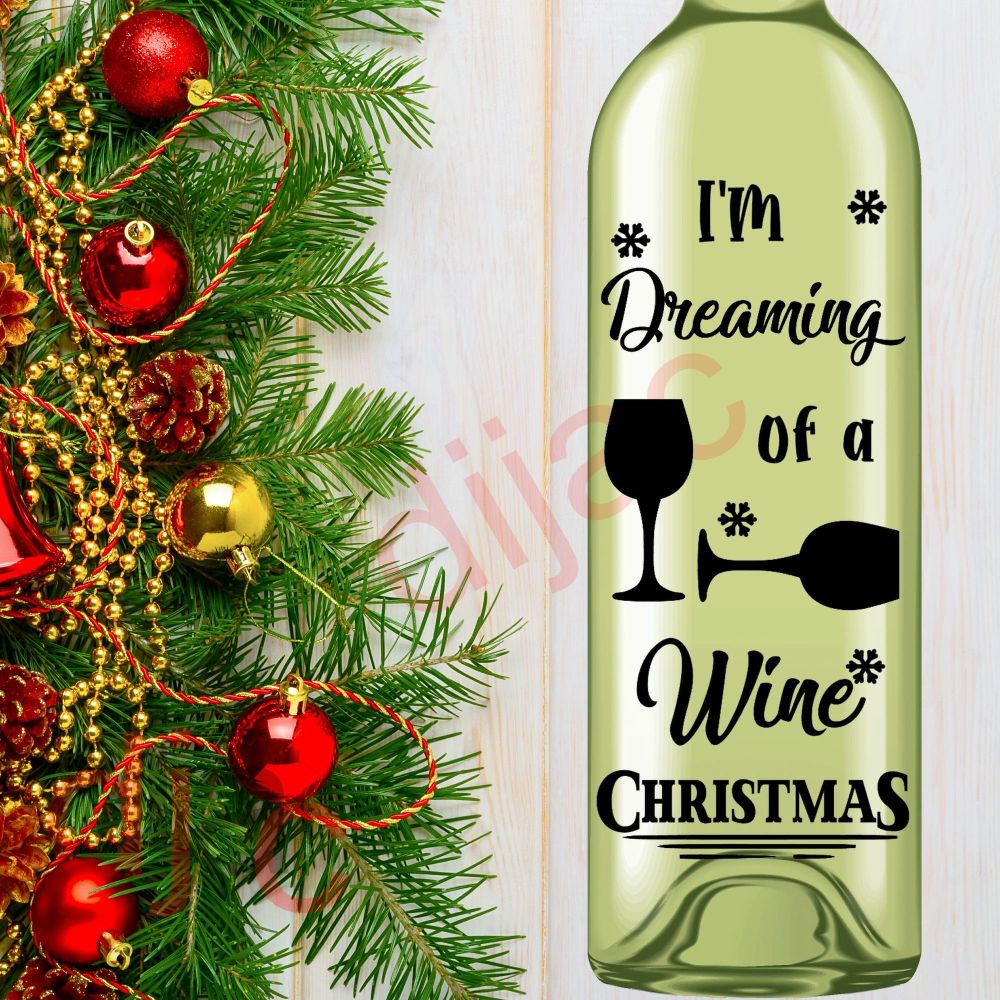 WINE CHRISTMAS<br>8 x 17.5 cm decal