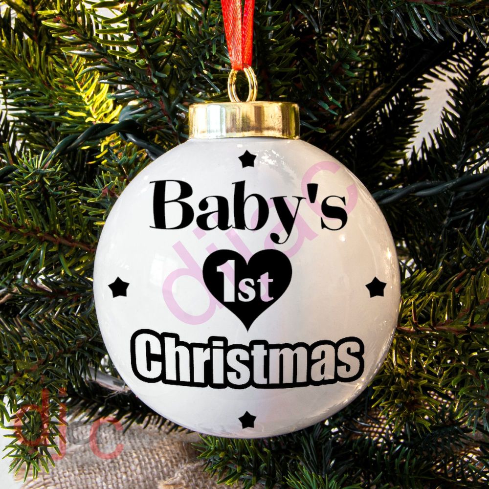 Baby's First Christmas Bauble sticker Vinyl sticker for 10cm bauble Tree decor 
