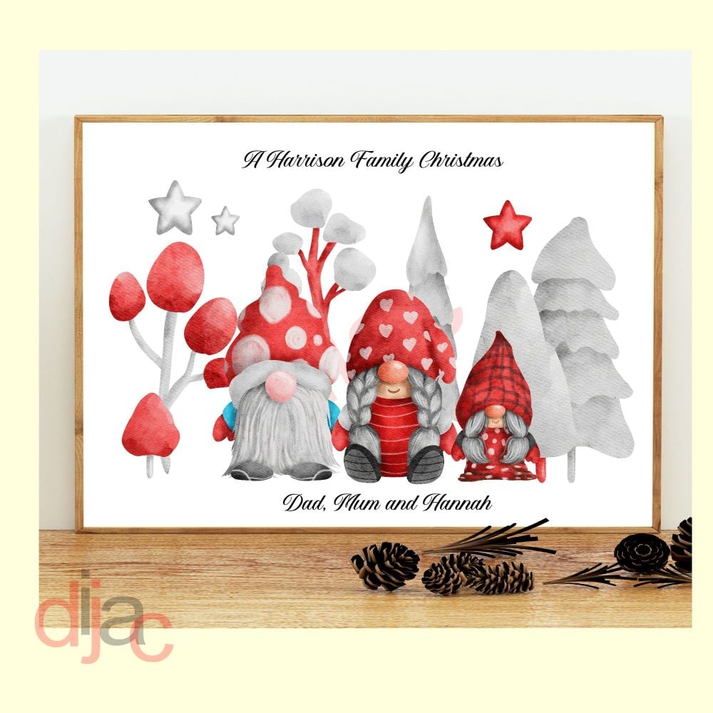 <!-- 001 -->3 CHARACTER CHRISTMAS GNOMES (D3) FAMILY PRINT