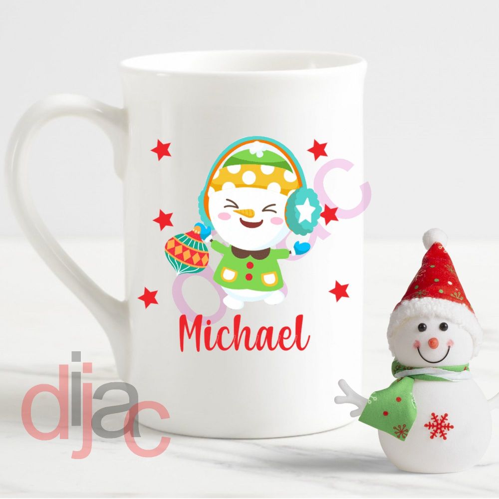 PERSONALISED WINTER SNOWMAN7.5 x 7.5 cm decal