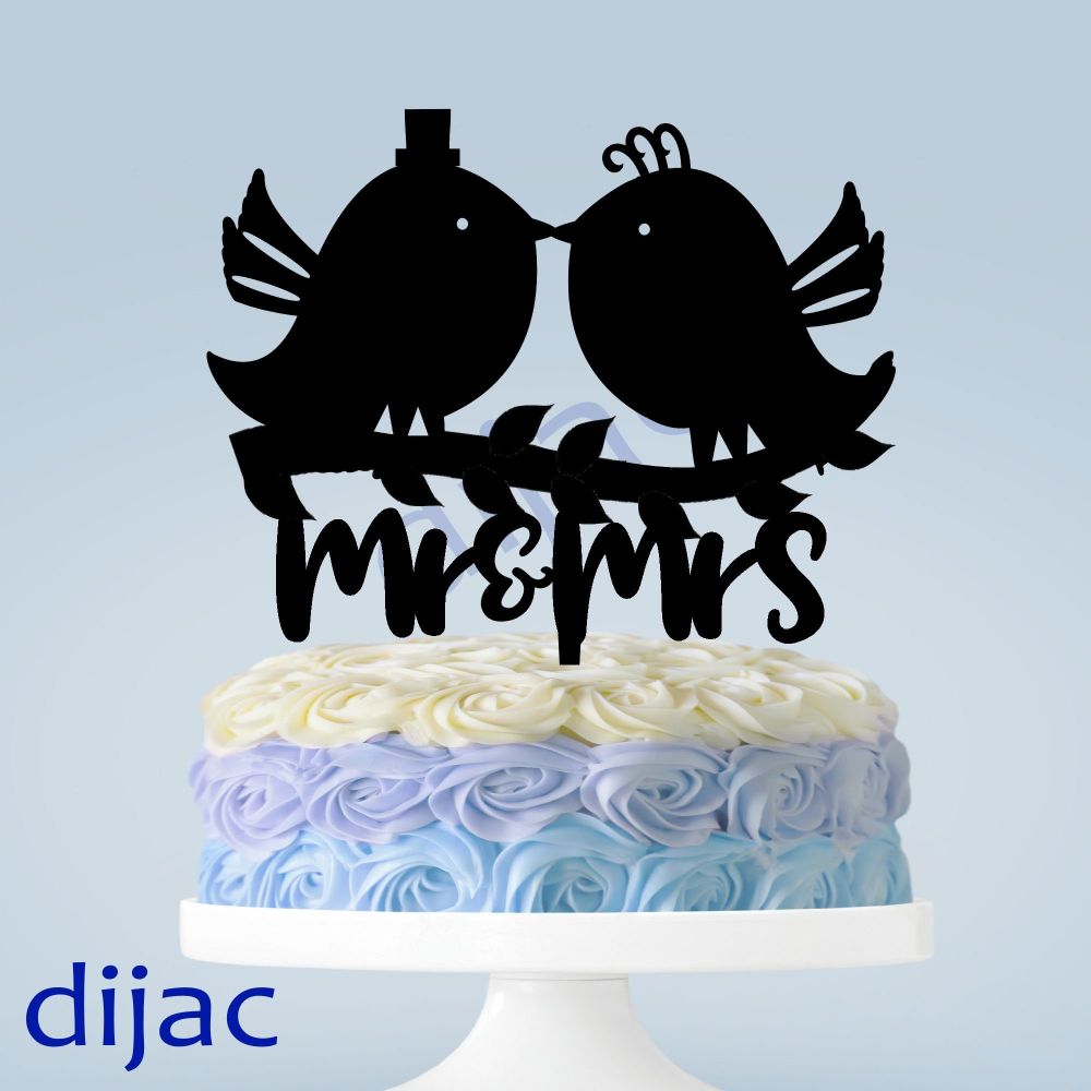 MR & MRS BIRDS ON A BRANCH CAKE TOPPER