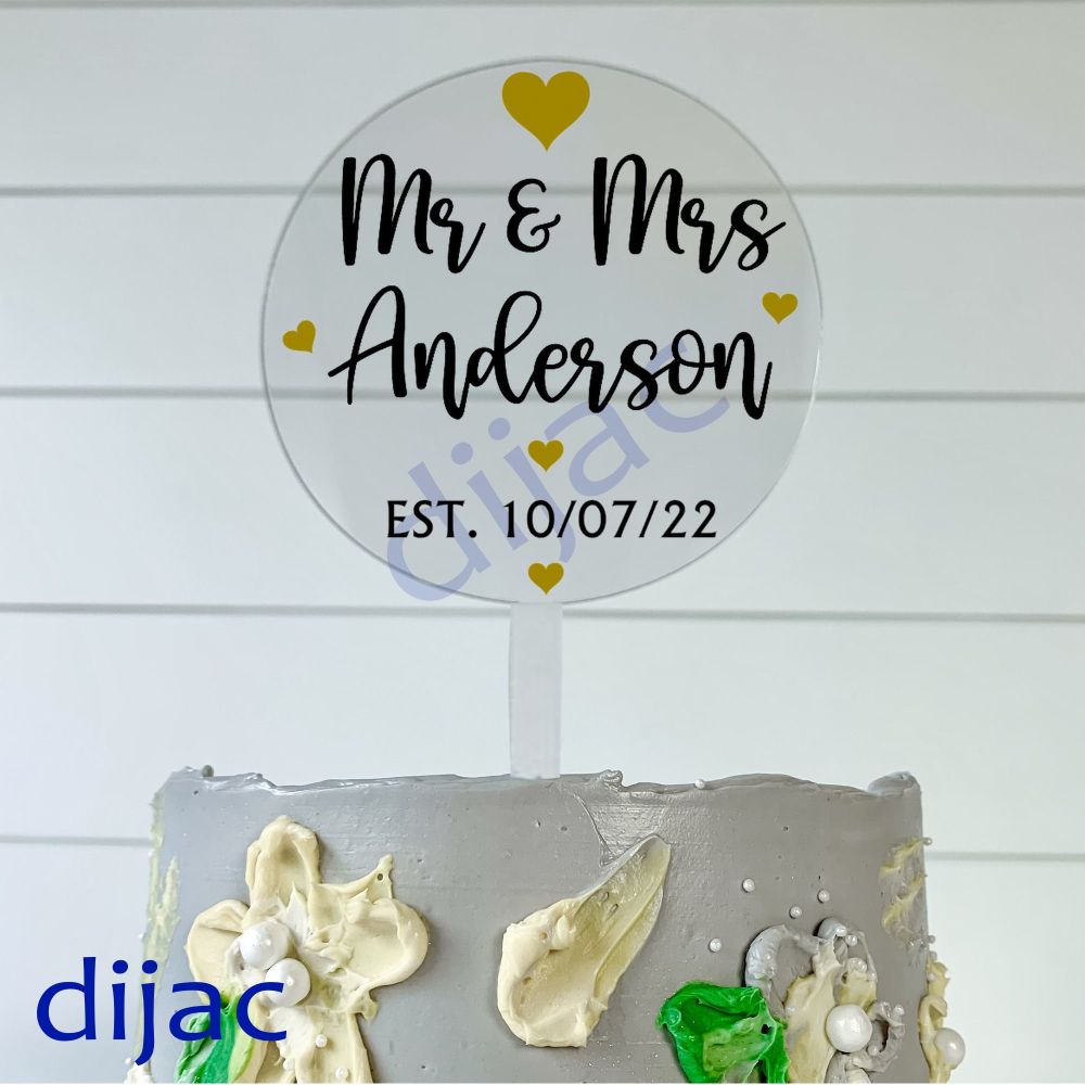 PADDLE CAKE TOPPER PTW3<BR>Wedding/Engagement<br>10 cm