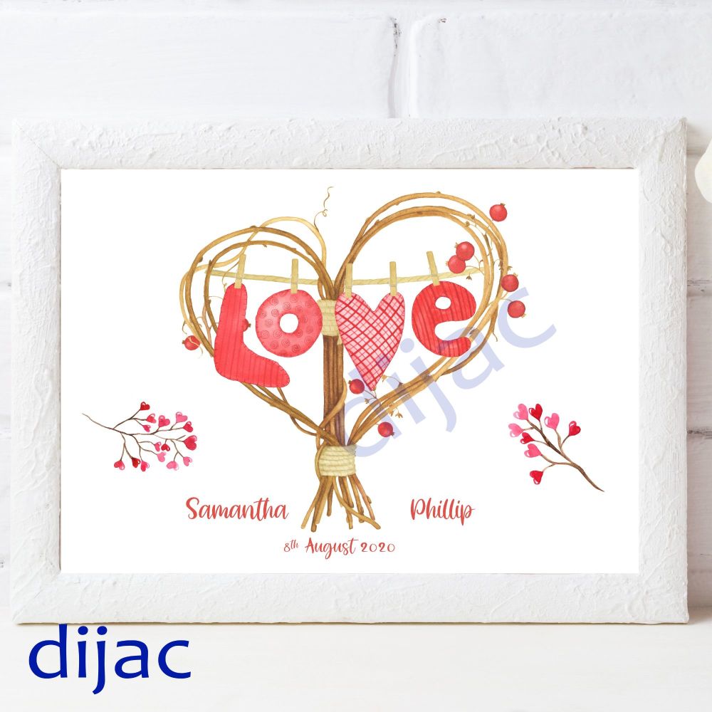 Personalised Love Heart Print