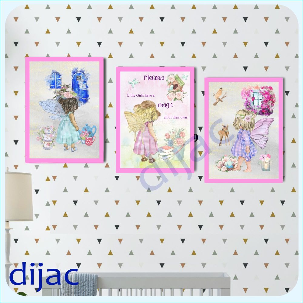 FAIRIES. PERSONALISED SET OF 3<br>DIGITAL PRINTS