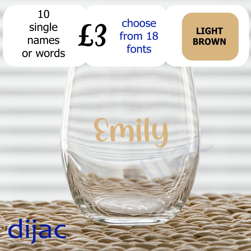 VINYL CLEARANCE10 x NAMES / WORDS2 cm high in Light Brown