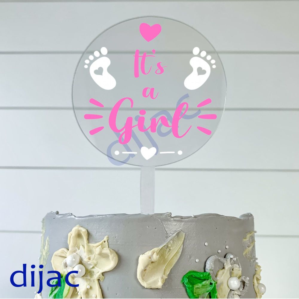 PADDLE CAKE TOPPER PTBG2<BR>It's a Girl<br>10 cm