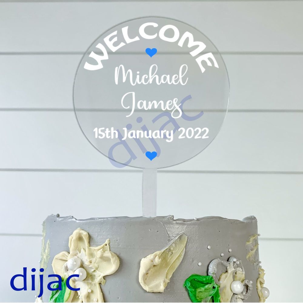 PADDLE CAKE TOPPER PTWB1Welcome Baby10 cm