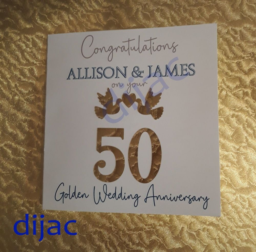 GOLDEN WEDDING ANNIVERSARY<BR>GCA5<br>15 x 15 cm