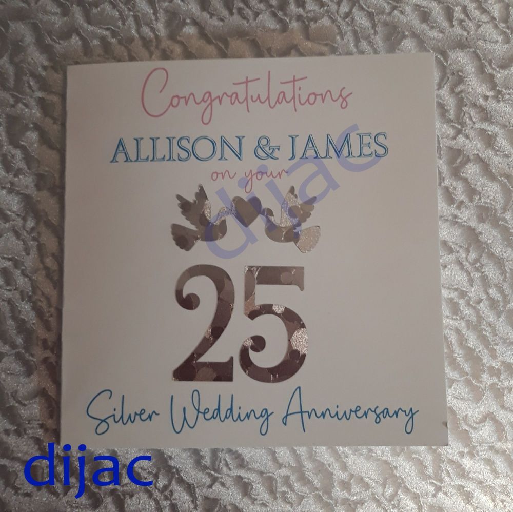 Silver Wedding Anniversary Card GCA7