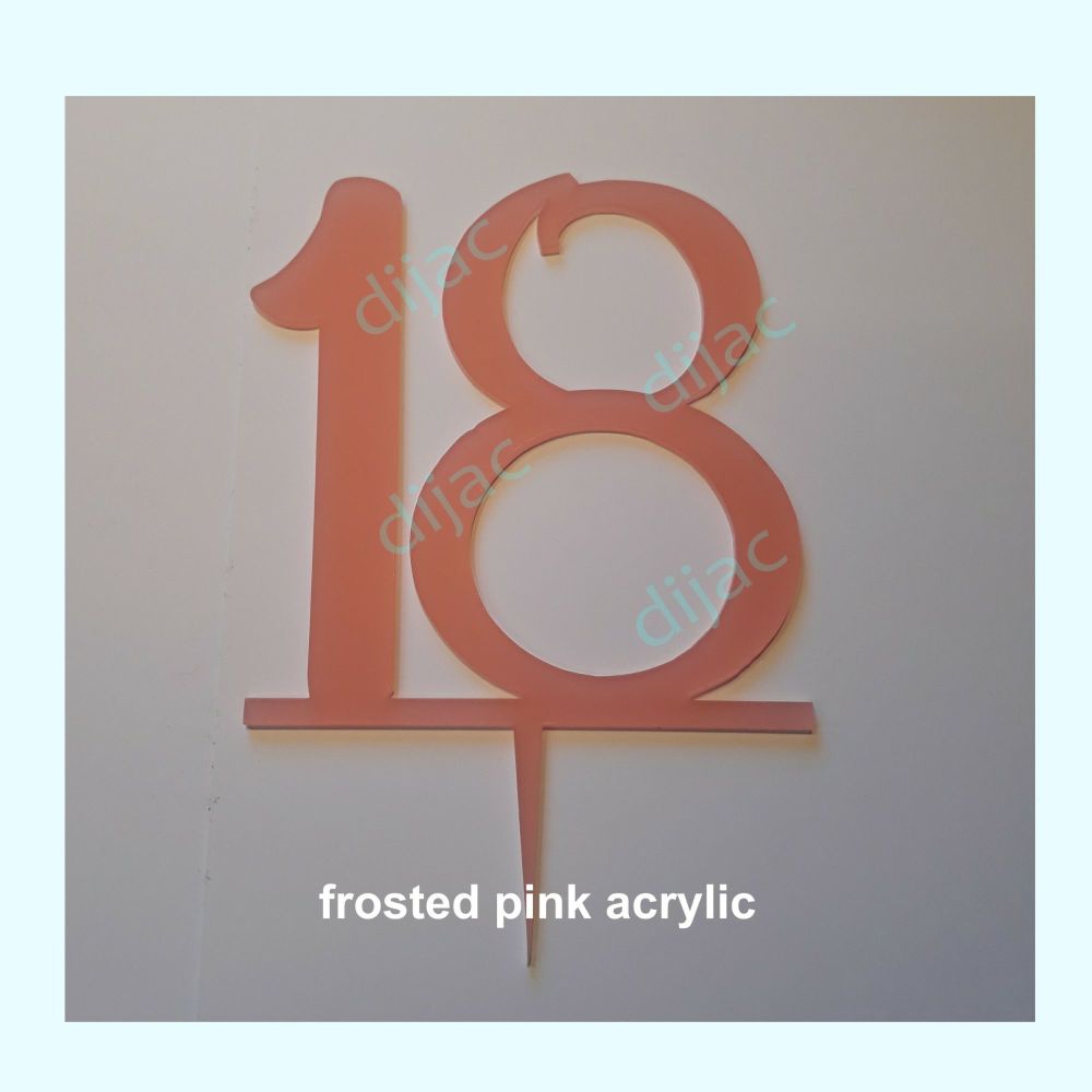 CLEARANCE<BR>NUMBER 18<BR>FROSTED PINK ACRYLIC