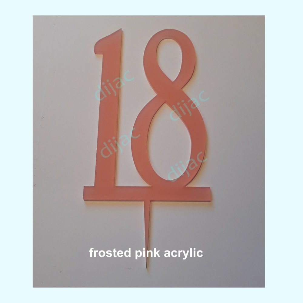 CLEARANCENUMBER 18FROSTED PINK ACRYLIC