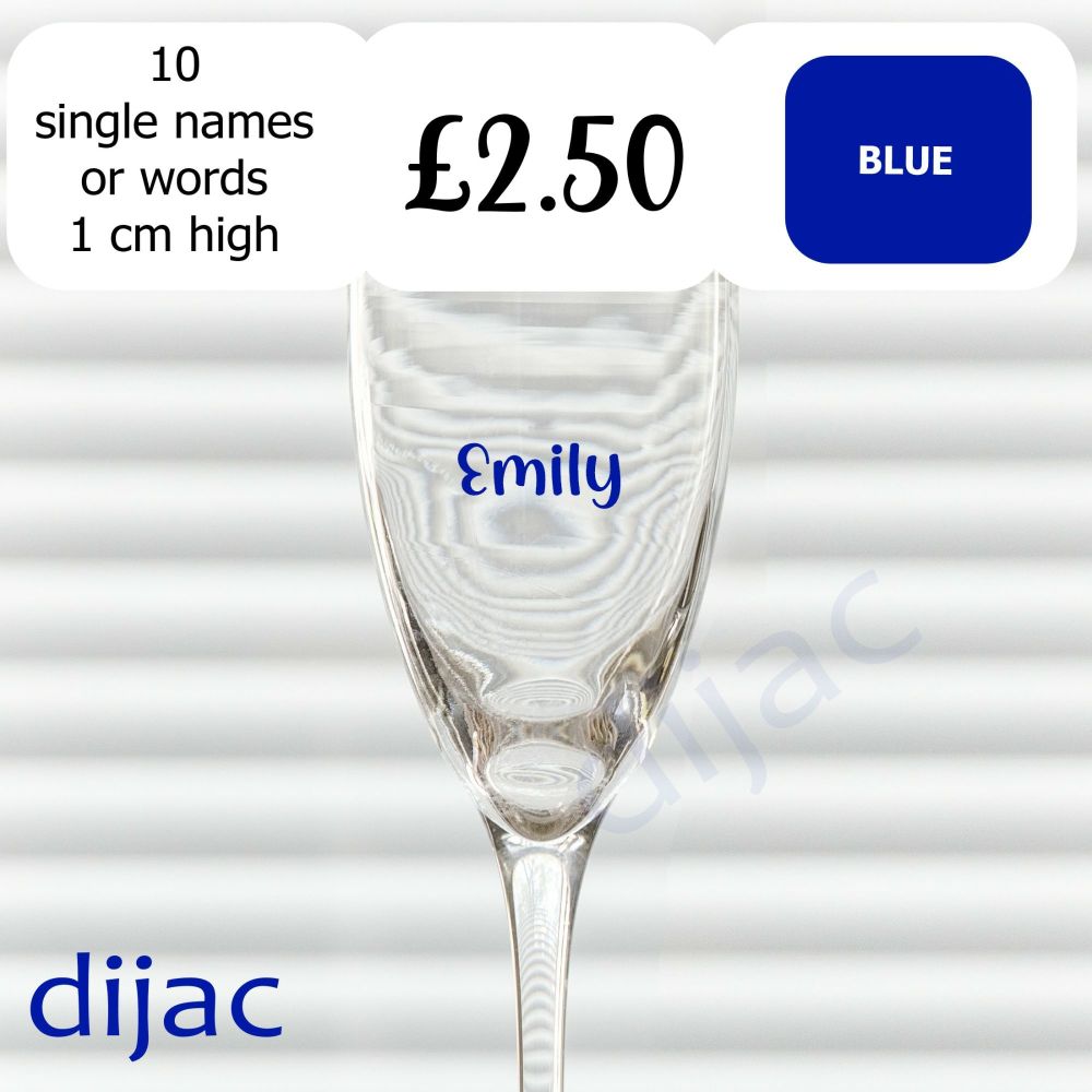 VINYL CLEARANCE10 x NAMES / WORDS1 cm high in Blue