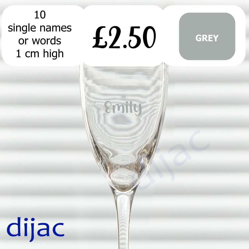 VINYL CLEARANCE<BR>10 x NAMES / WORDS<BR>1 cm high in Grey