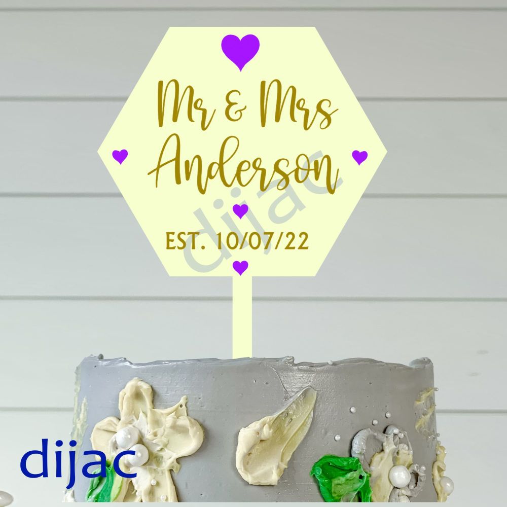 PADDLE CAKE TOPPER HPTW1<BR>Wedding<br>10 cm