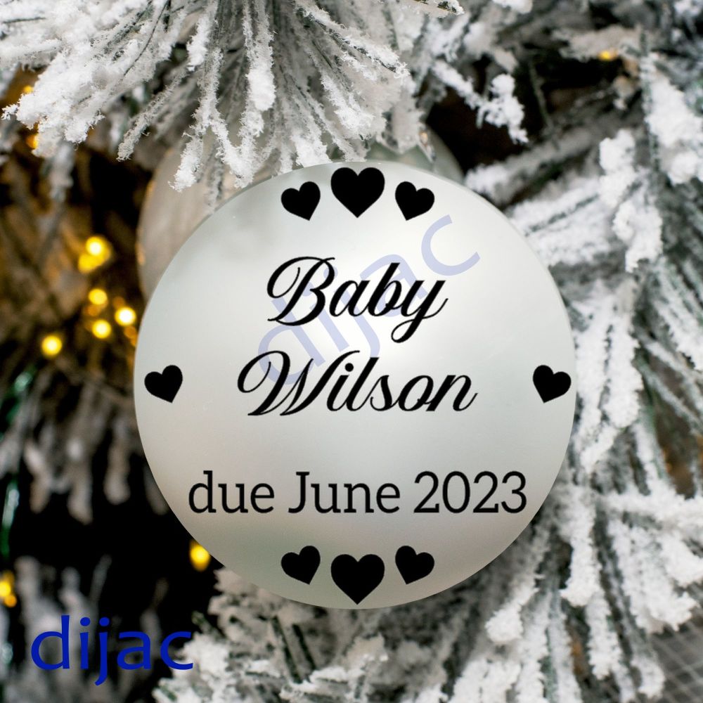 BABY DUE or GENDER REVEAL (D2)<BR>BAUBLE DECAL