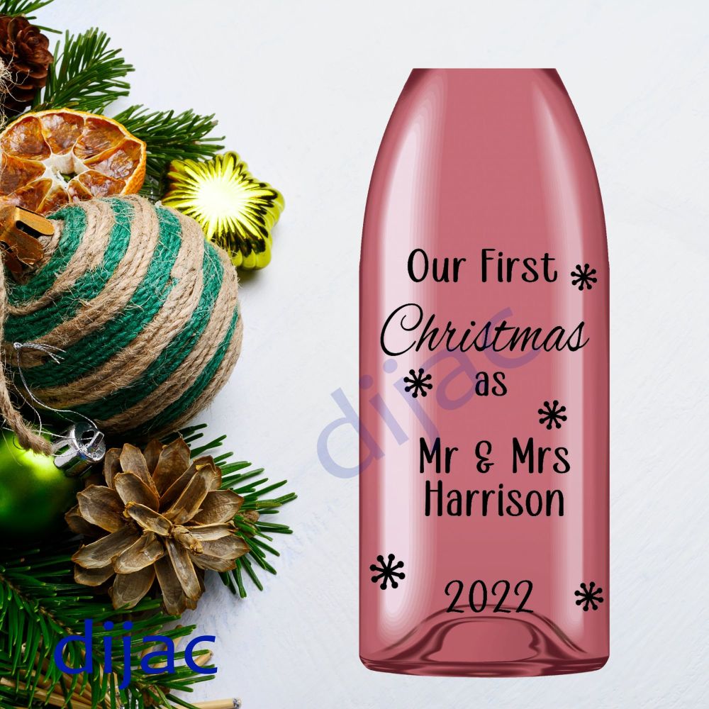 MR & MRS FIRST CHRISTMAS<br>Personalised<br>9 x 14 cm decal