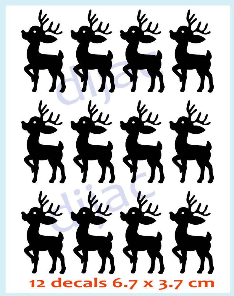Christmas Reindeer / Christmas Vinyl Decals x 12