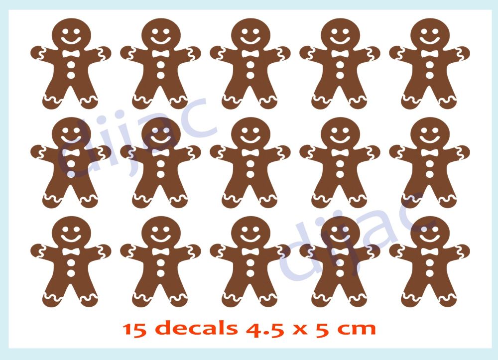 Gingerbread Men / Christmas Vinyl Decals x 20