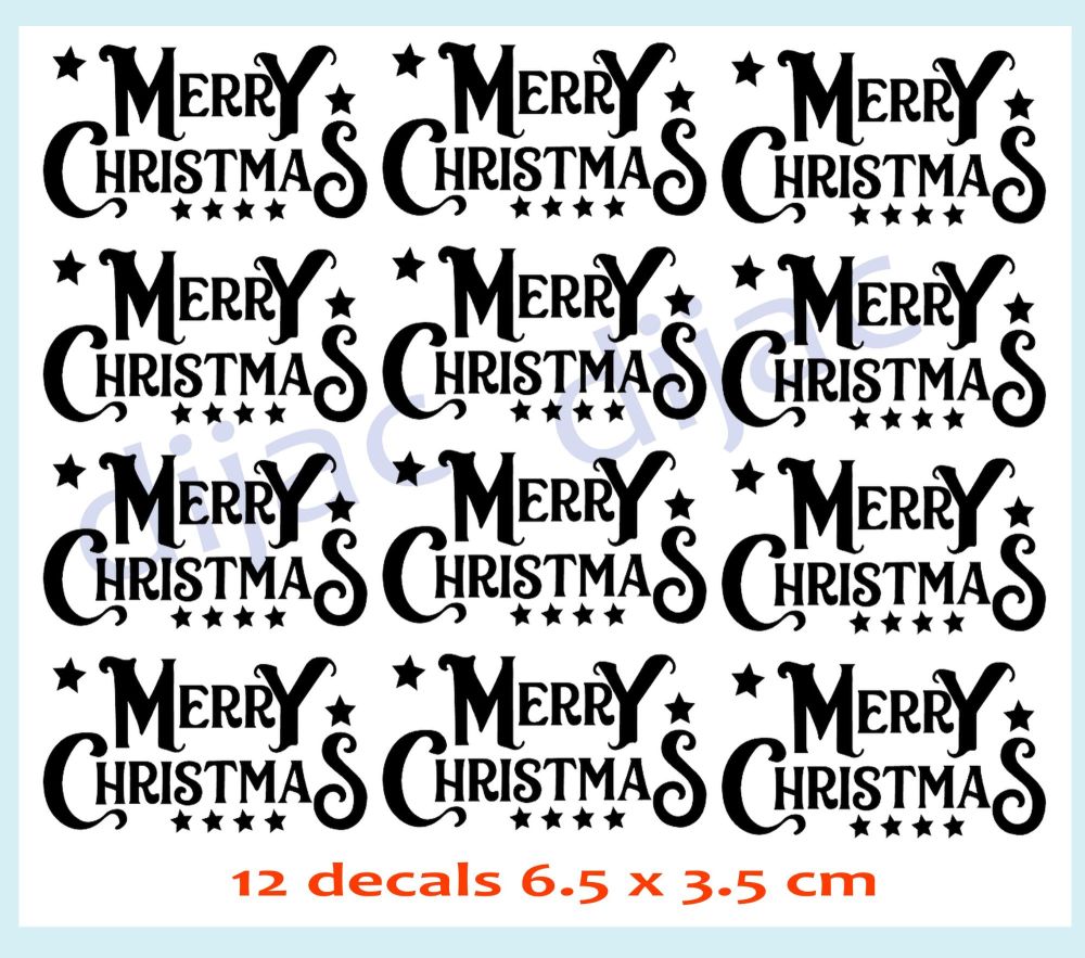 MERRY CHRISTMAS (D4) x 12<br>6.5 x 3.5 cm
