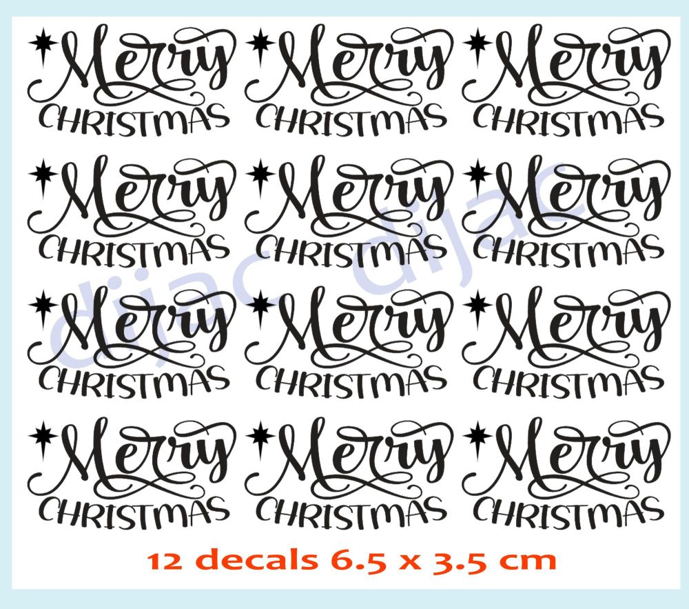 MERRY CHRISTMAS (D3) x 12<br>6.5 x 3.5 cm
