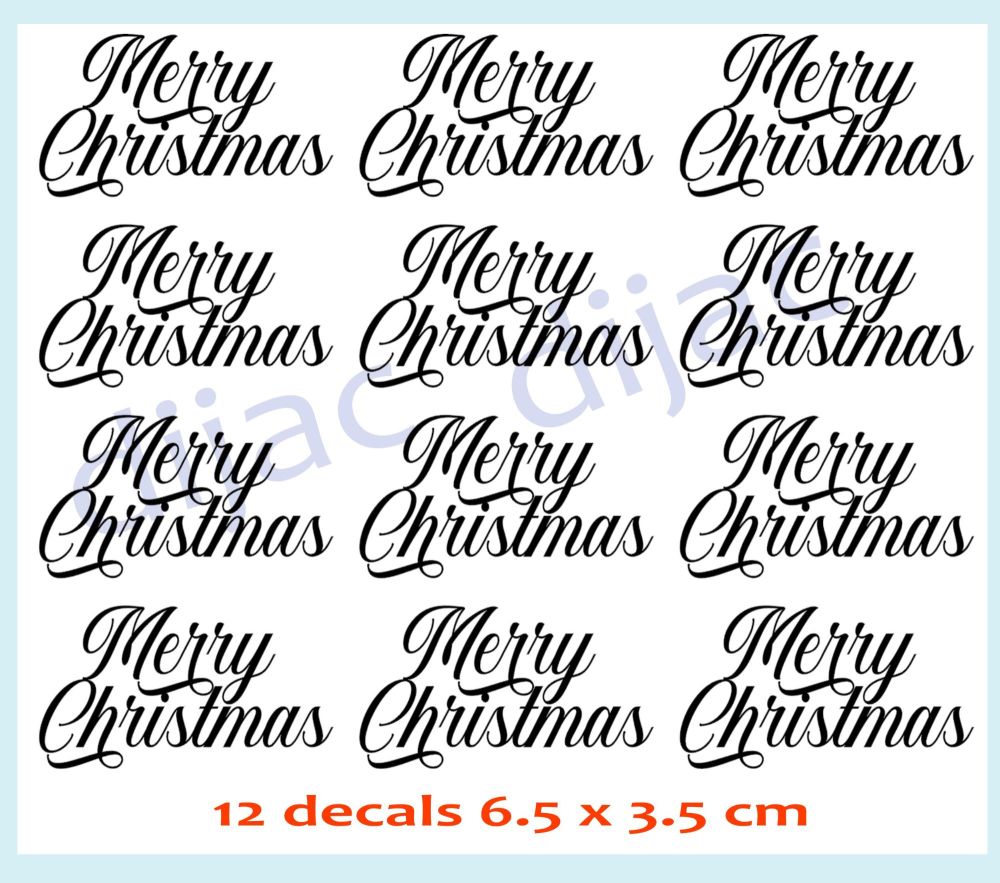 Merry Christmas / Christmas Vinyl Decals x 12 D1